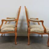 Pair of Louis XV style cabriolet armchairs