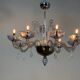 Venetian chandelier in two-tone grey/blue Murano glass with gilding, circa 1990.