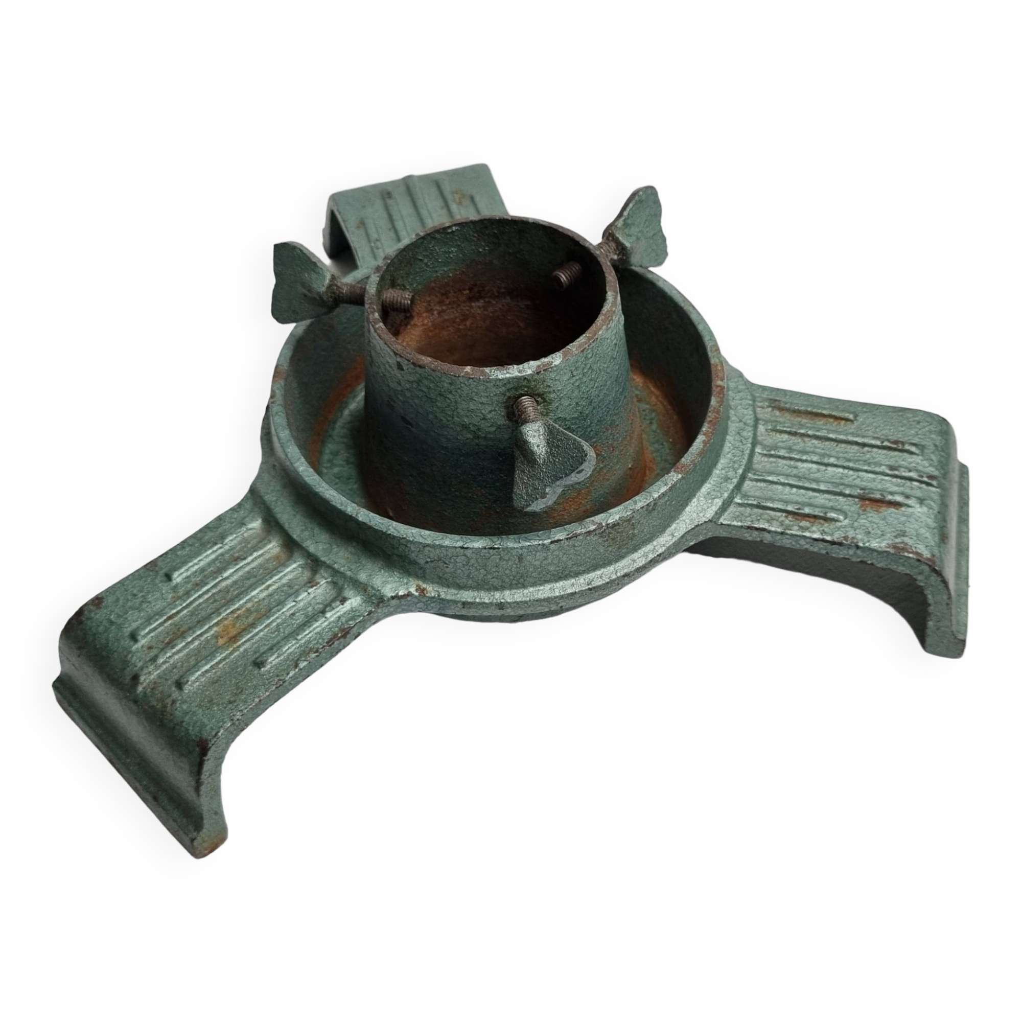 Old industrial style Christmas tree stand, enameled cast iron, 25 cm
