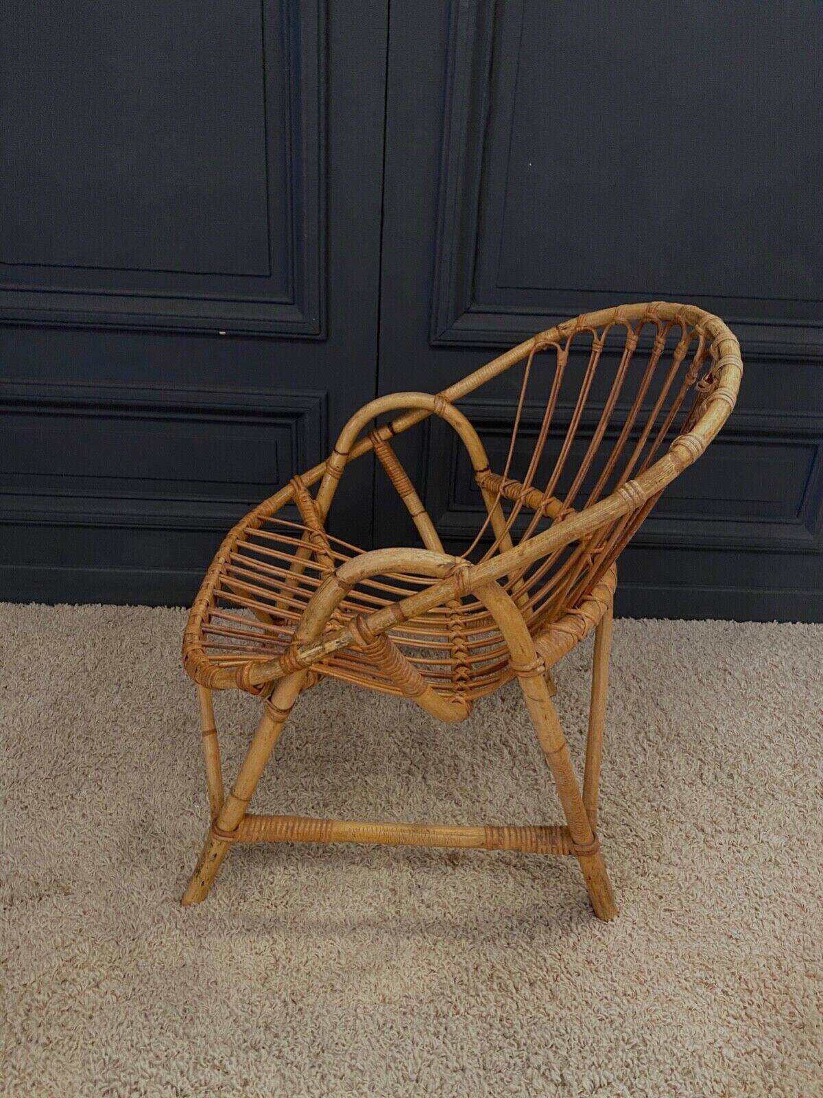 Paire de fauteuils en rotin, travail français 1960