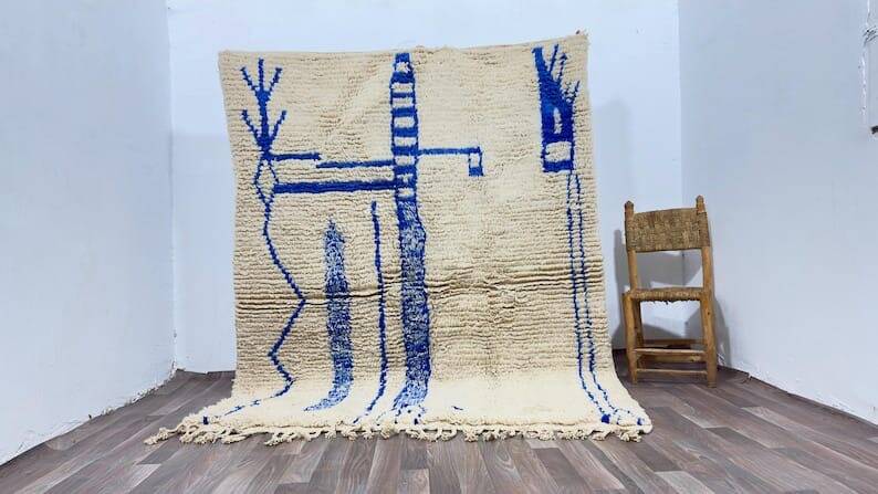 Handmade traditional natural wool rug size 3/4 m