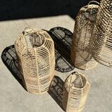 Large lantern-shaped rattan pendant lamp H50 D24