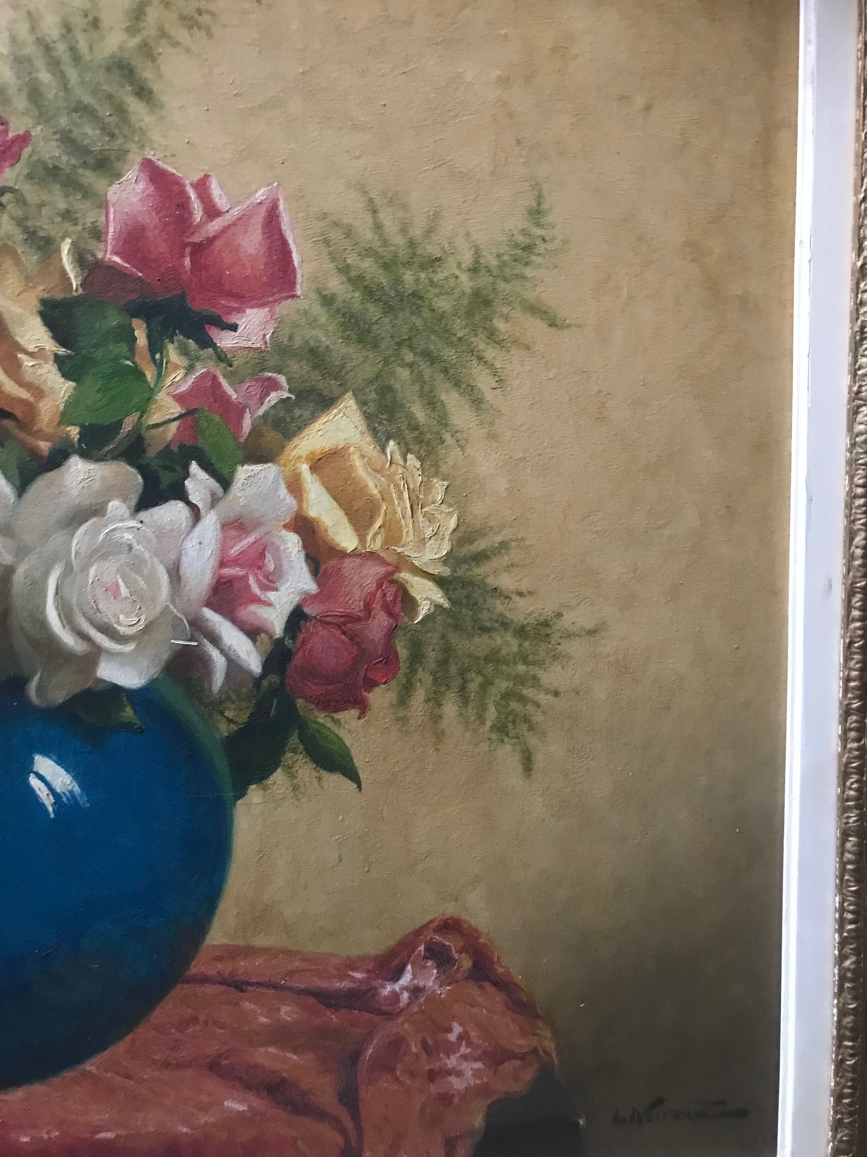 Bouquet of flowers signed L.Noireaut