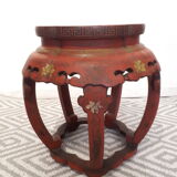 Stool Chinese pedestal table old red lacquer
