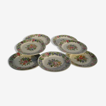 6 dessert plates in saikware from sarreguemines rusticana + plate piedouche