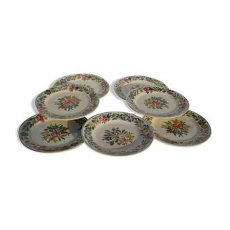 6 dessert plates in saikware from sarreguemines rusticana + plate piedouche