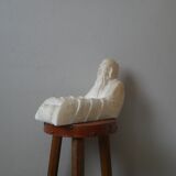 Alabaster sculpture empty pocket Asian decoration object handcrafted countryside seated man