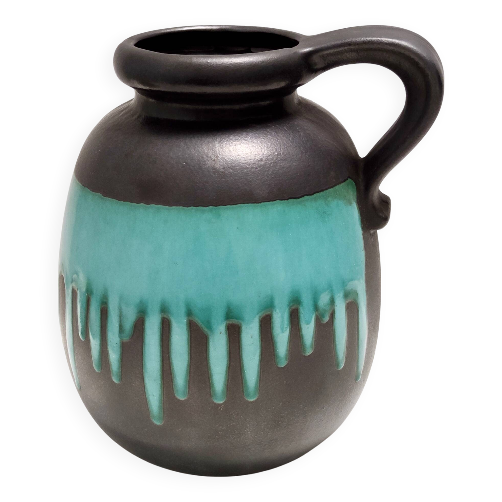 Black and Teal Fat Lava Ceramic Vase Multi-Color 484-30 Scheurich WGP