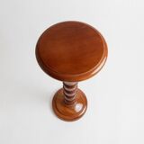 XXL vintage solid wood flower pedestal, Italian handcrafted column table, 1960s, marron finish