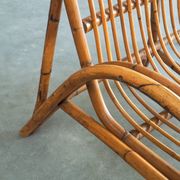 Mid-century rattan & bamboo two-seater lounge sofa