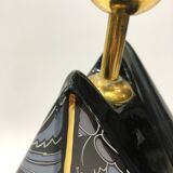Polygonal black ceramic iridescent lamp 1980s memphis milano light table retro
