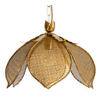 Beautiful rare 1980s Regency floral design brass ceiling lamp