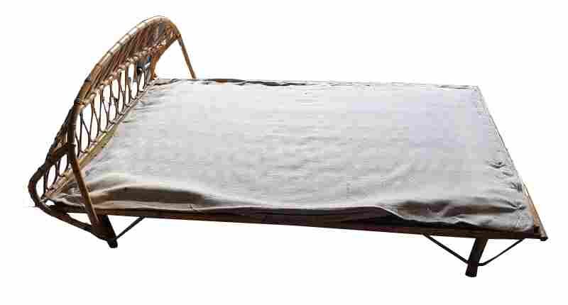 Rattan bed 2 people with metal box spring