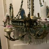 Lustre de style Louis XVI en bronze et pendeloques de cristal XIX Siècle