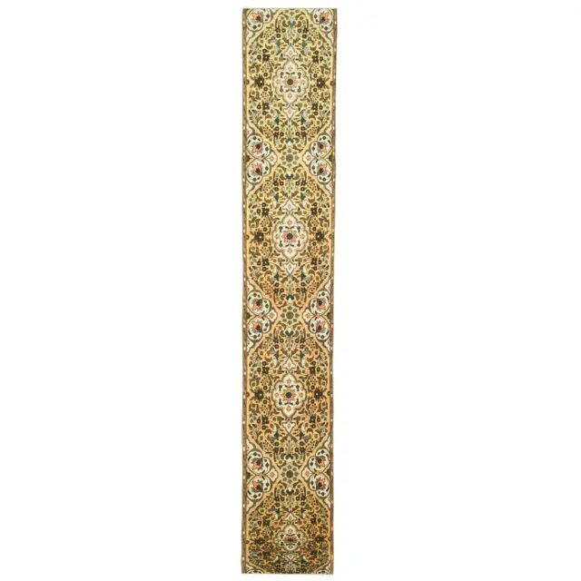 Tapis couloir vintage turc Oushak fait main en laine et coton jaune 59x378
