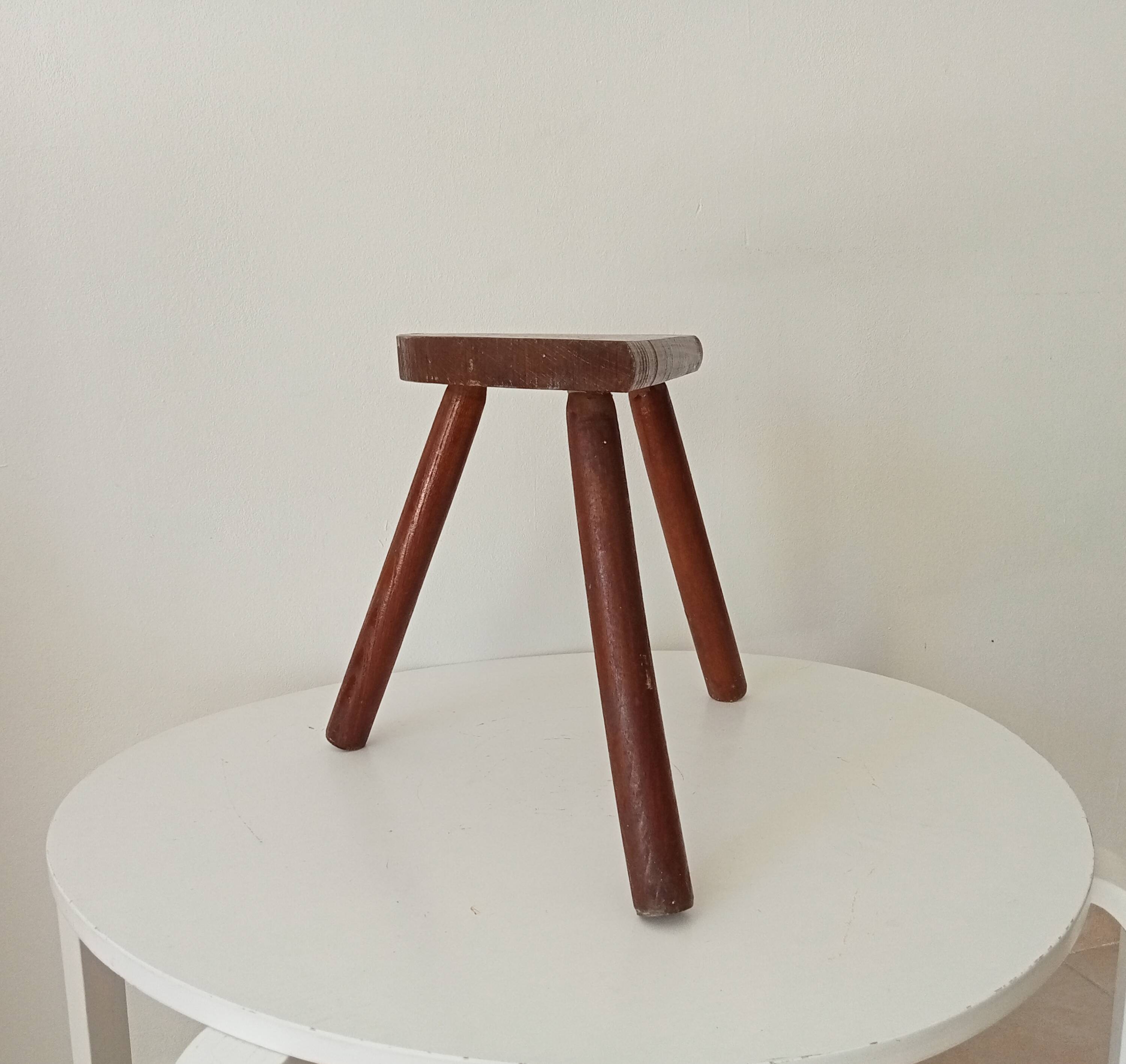 Vintage wooden tripod stool