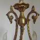 Large Antique French Art Nouveau Acanthus 6-Light Bronze Cage Candlestick