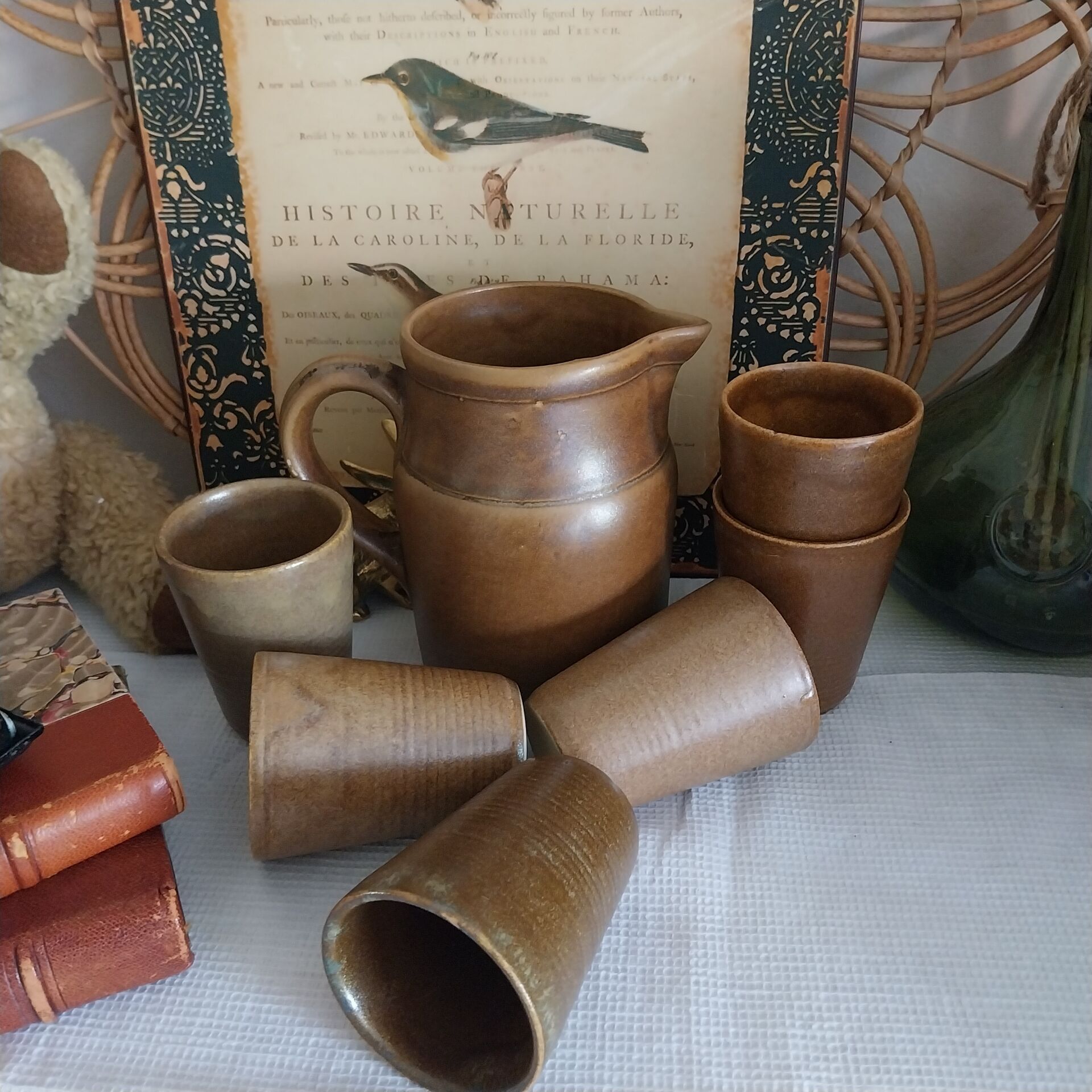Pichet et verres en grès vintage Digoin