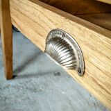 Rustic farmhouse table in solid oak with antique patina finish 200 x 90