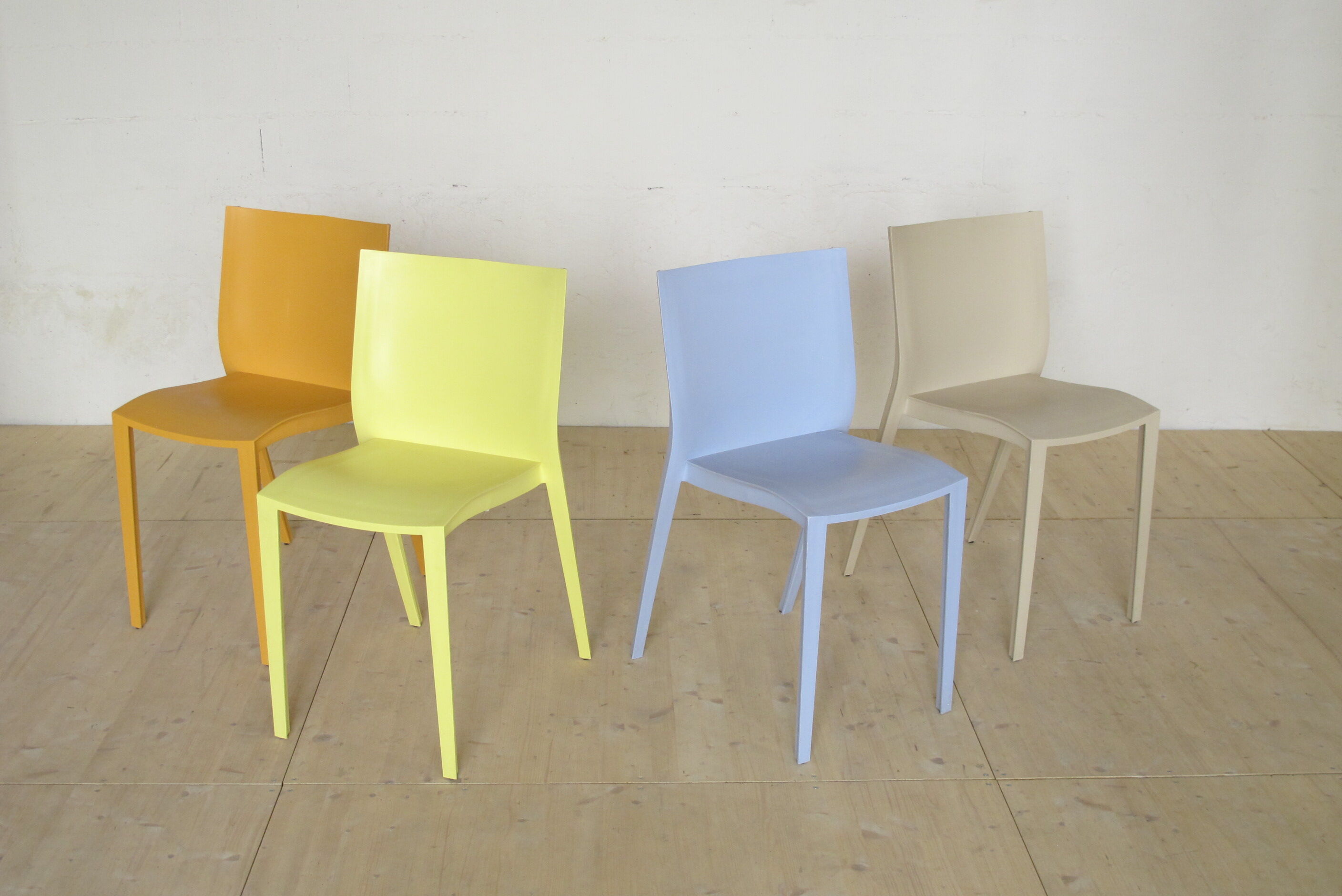 Suite of 4 colorful chairs by Philippe Starck for XO France