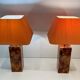 Pair of Plexiglass Lamps Imitating Tortoiseshell, French Work,