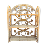 3-storey foldable vintage rattan shelf