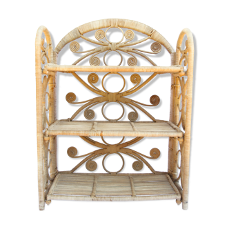 3-storey foldable vintage rattan shelf