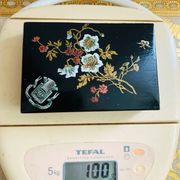 19th-century Chinese lacquer box, handmade motifs, coat of arms of PARIS
