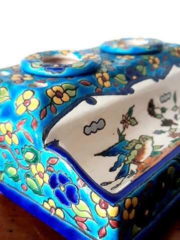 Longwy enamel inkwell