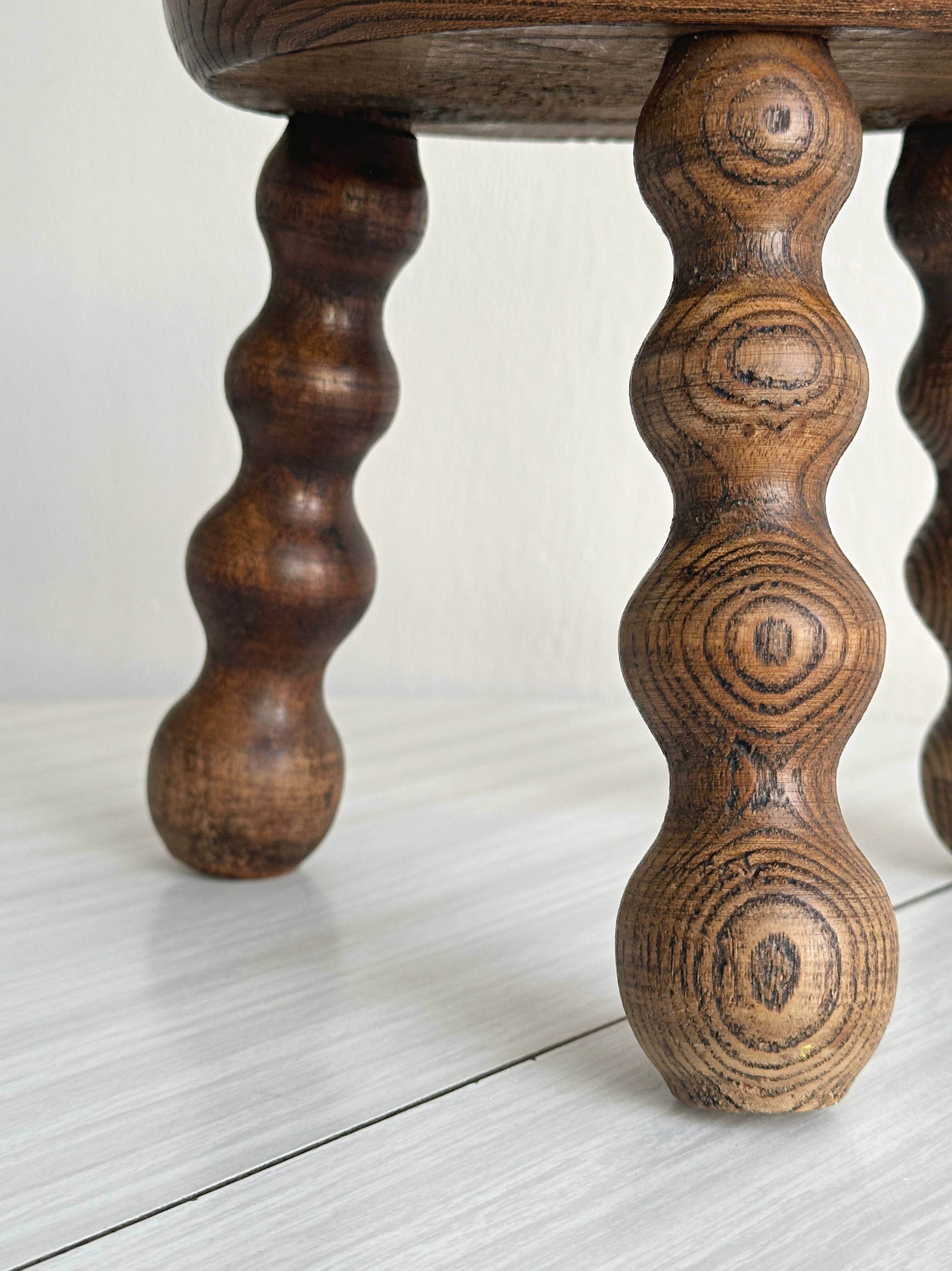 Small turned wooden tripod stool
