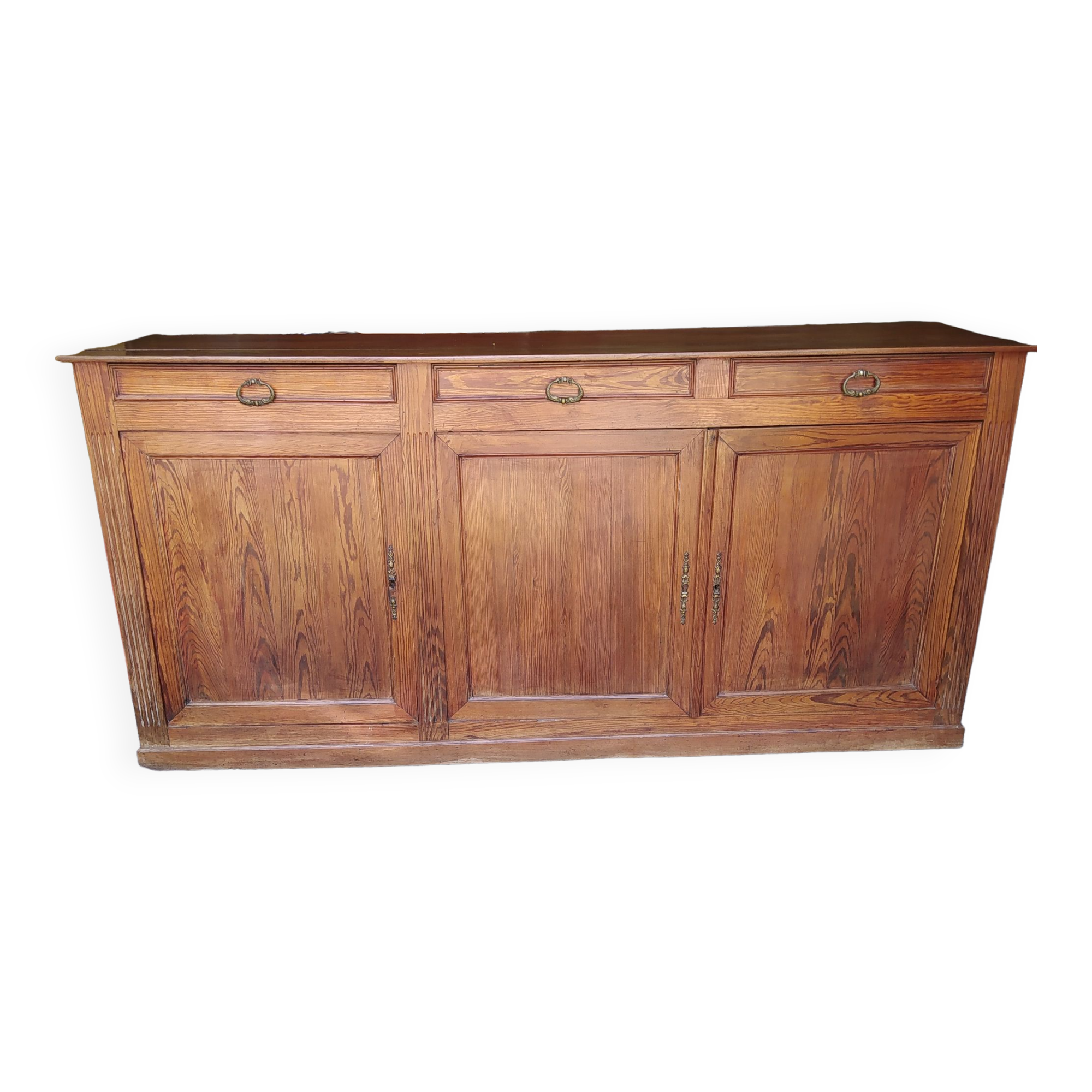 Enfilade Pitchpin époque 1900 3 portes et 3 tiroirs