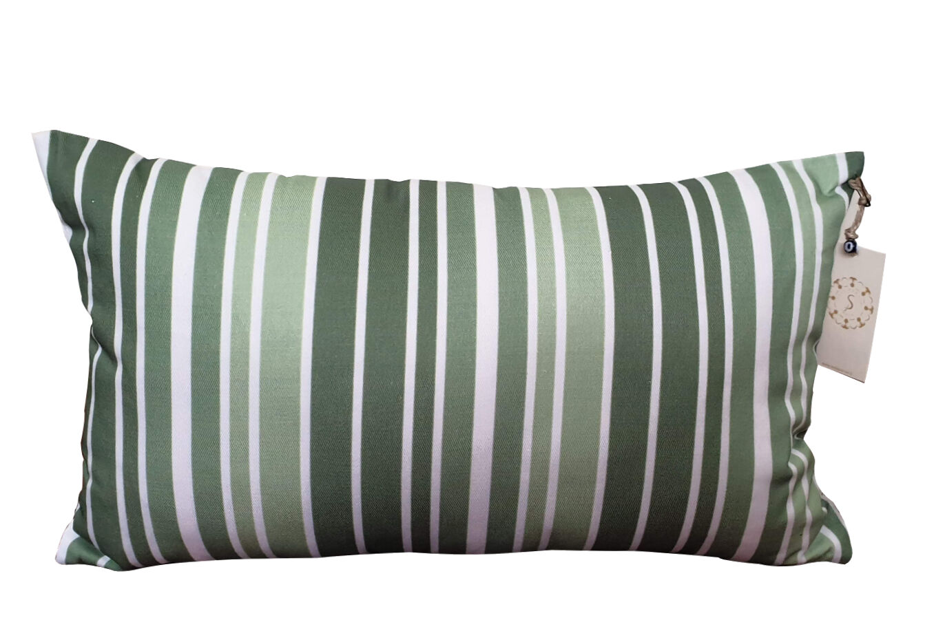 Sage green striped cushion cover