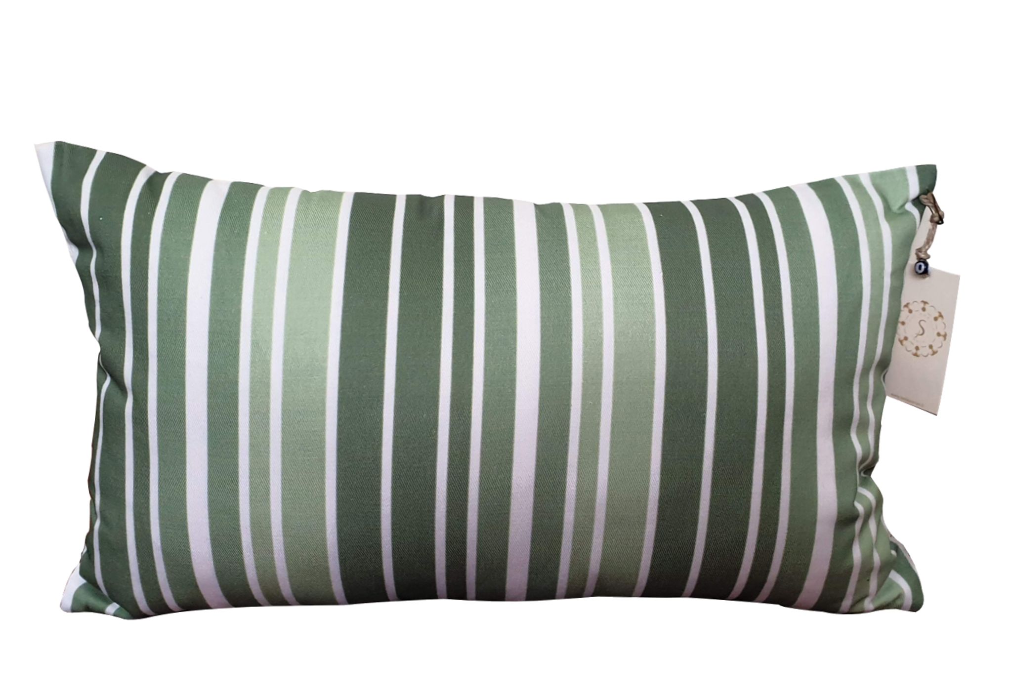 Sage green striped cushion cover