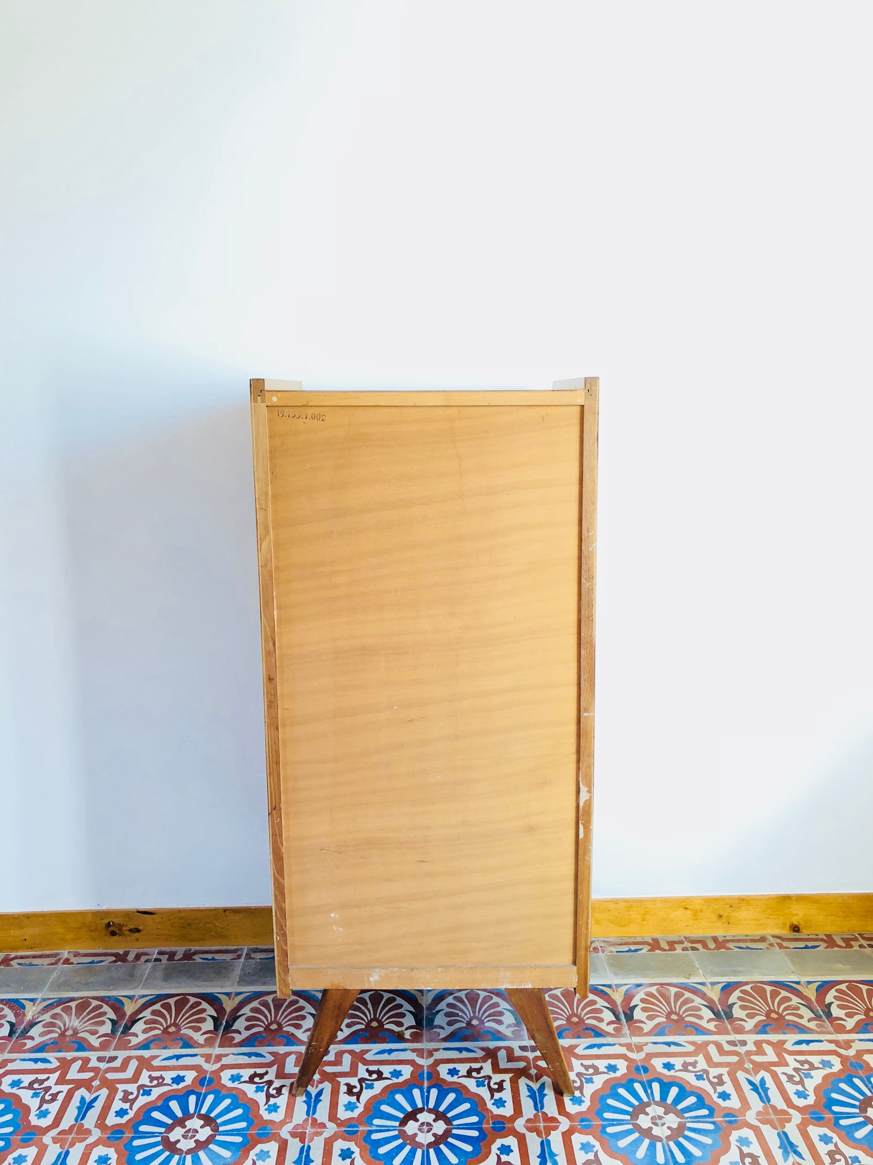 Chest of drawers vintage wood and wicker feet compass