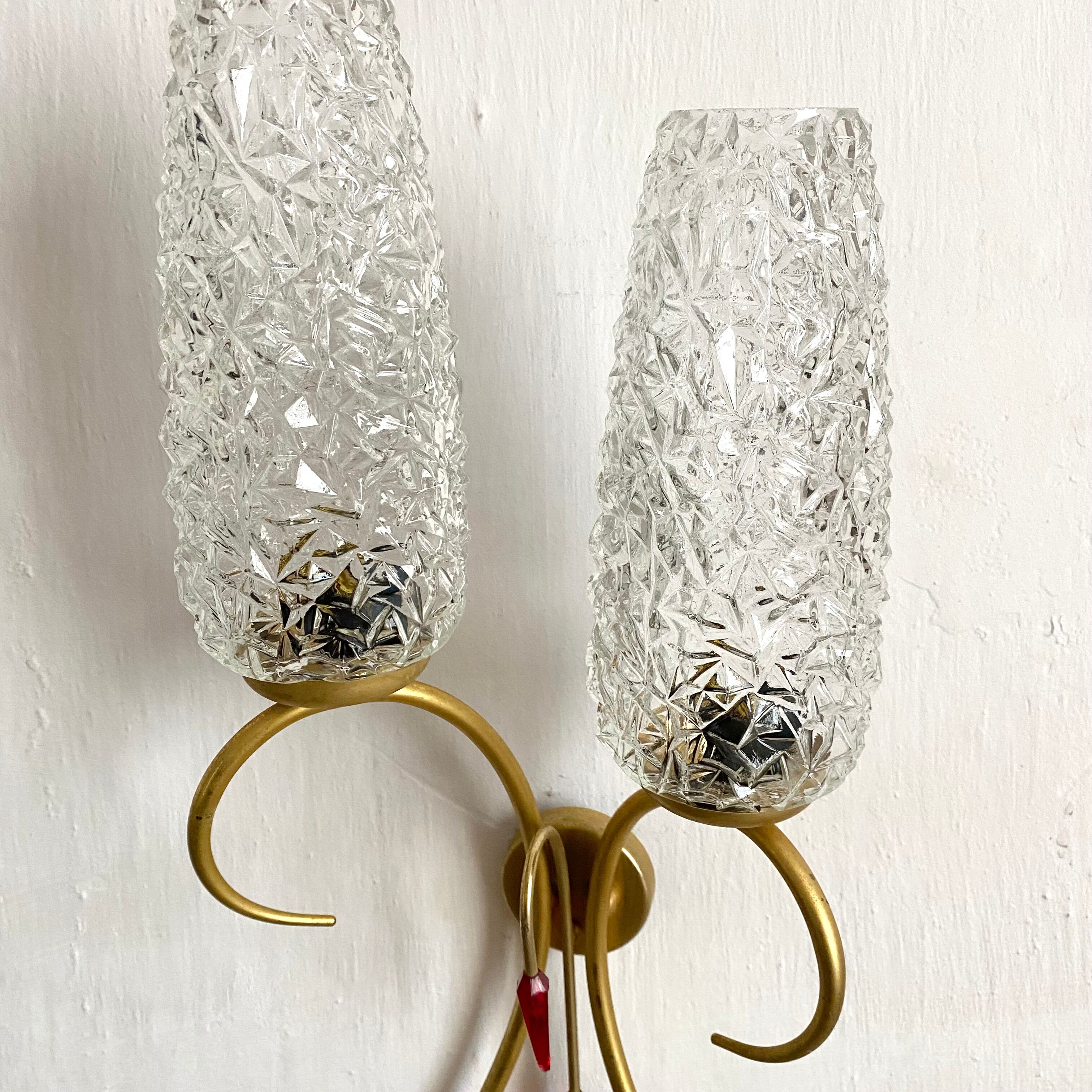 Pair of double design wall lamps 60s