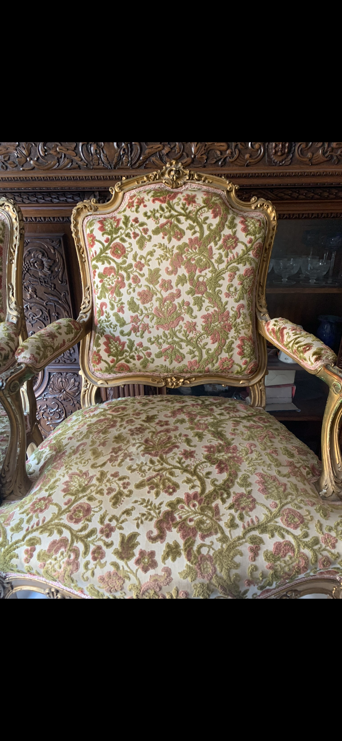 Pair of Louis XV style armchairs