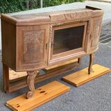 Vitrine vaisselier vintage en bois massif art déco 1940