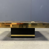 Etched brass and inlaid agate coffee table by Felix De Boussy, Belgium