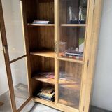 Glass cabinet or display case in pine 1950