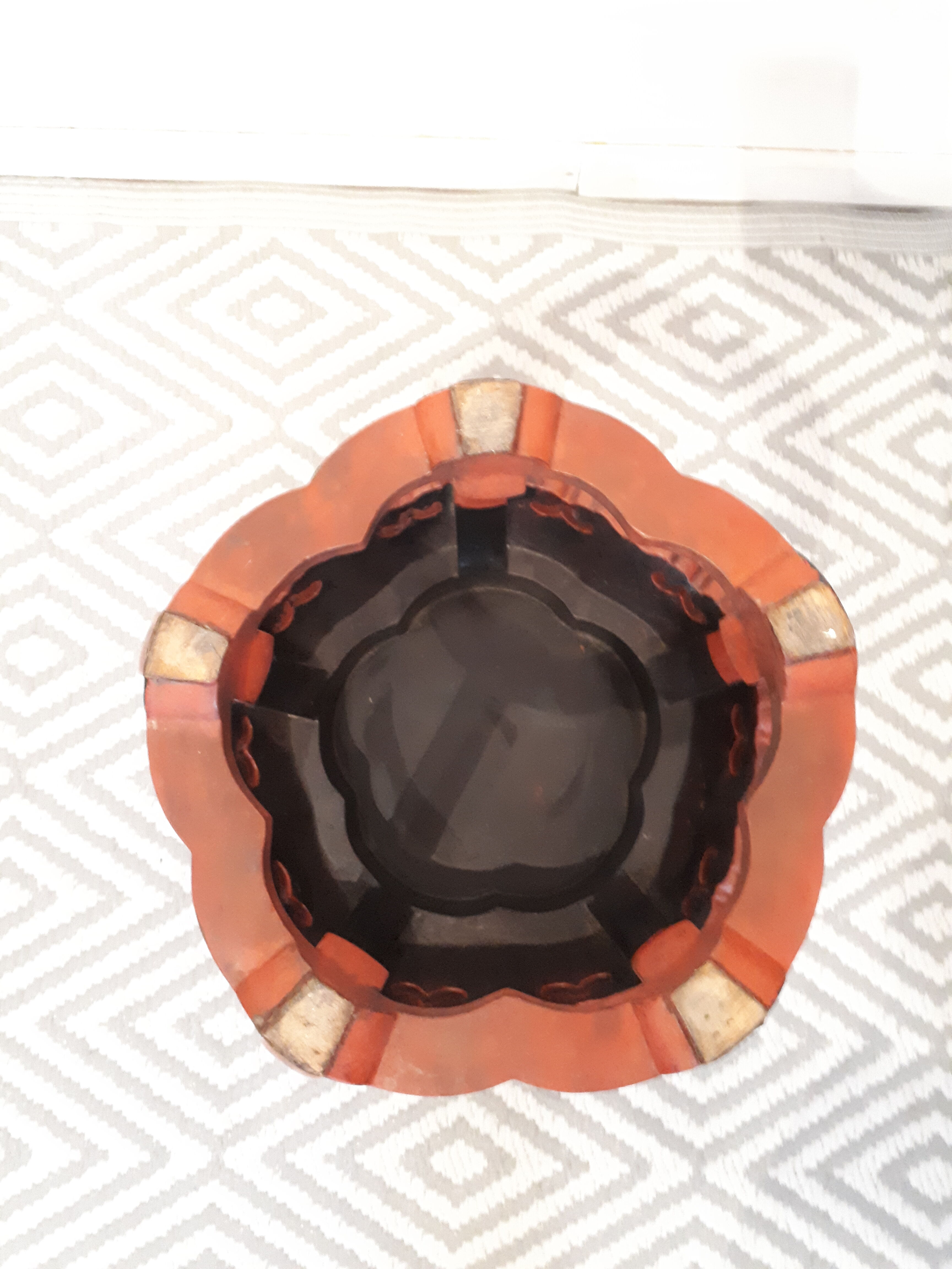 Stool Chinese pedestal table old red lacquer