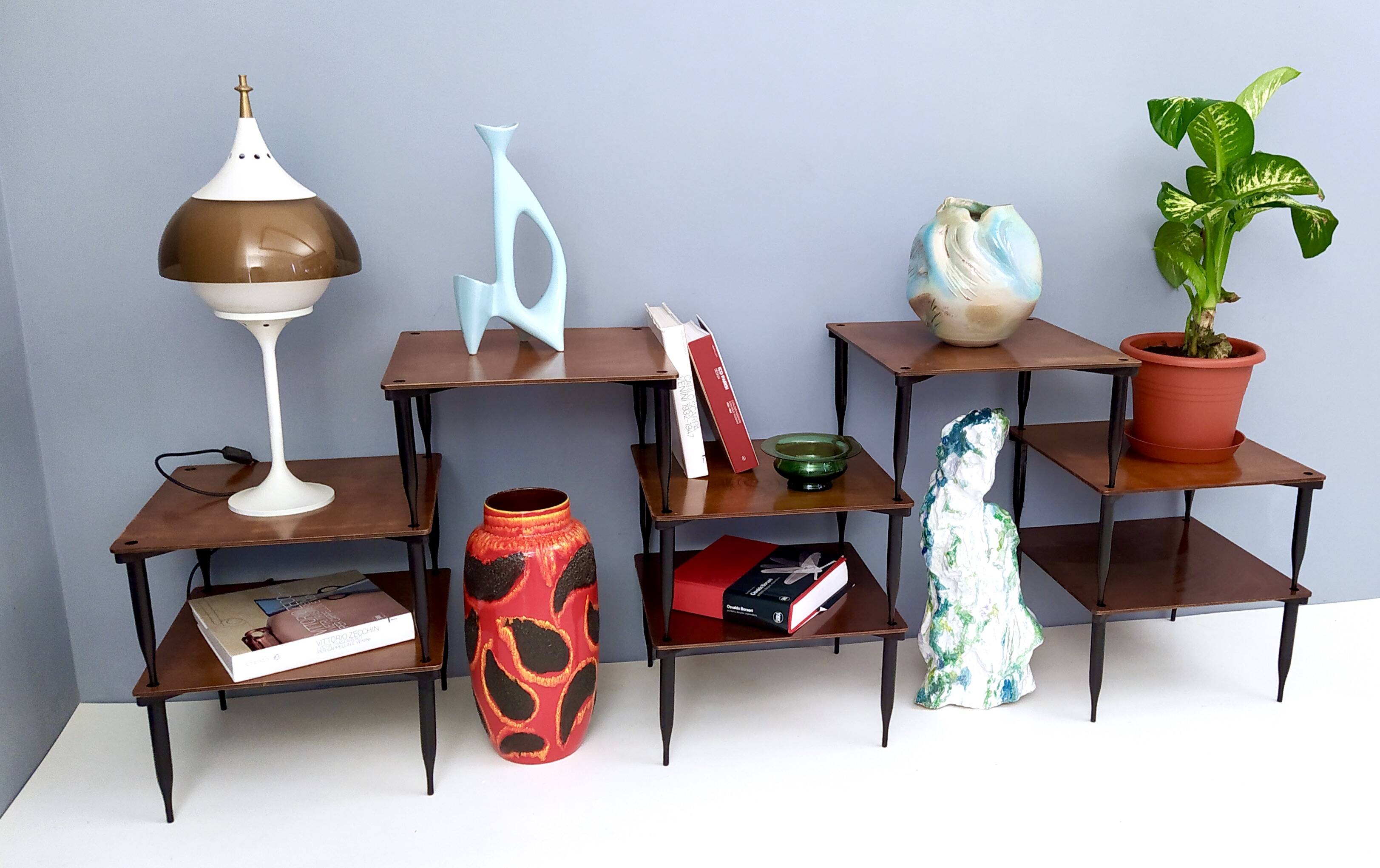 Vintage walnut coffee table model "T8" by Vico Magistretti for Azucena, Italy