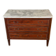 Louis XVI commode in mahogany with brass beading, arabescato marble top, 18th century