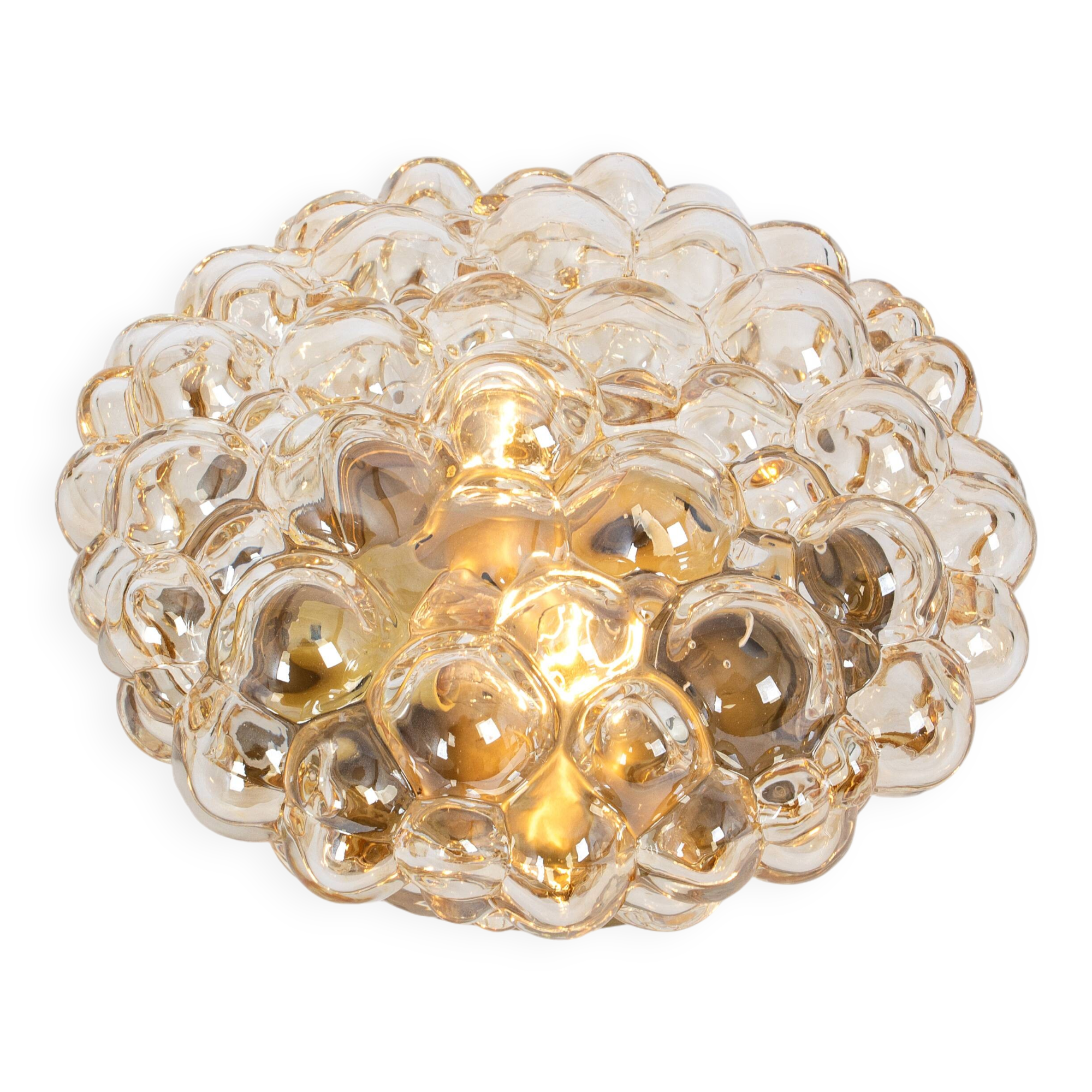 1 of 3 Large Amber Bubble Glass Sconce by Helena Tynell, Limburg, Germany