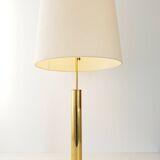 Chic living room lamp golden brass & faux leather 1970 adjustable height 70s 70'
