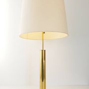 Chic living room lamp golden brass & faux leather 1970 adjustable height 70s 70'