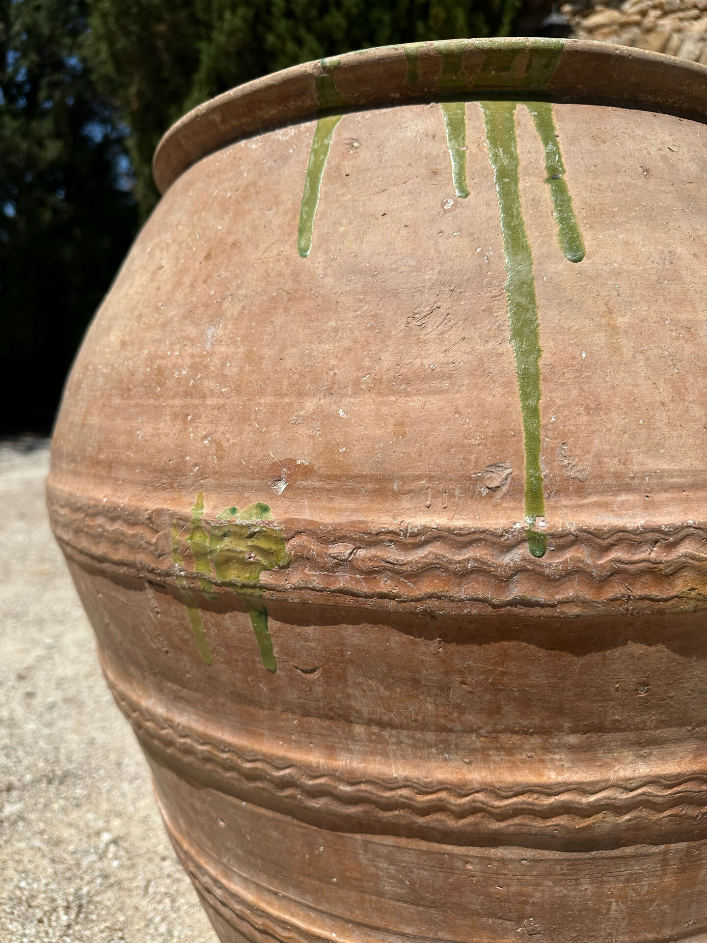 Ancient terracotta pottery jar