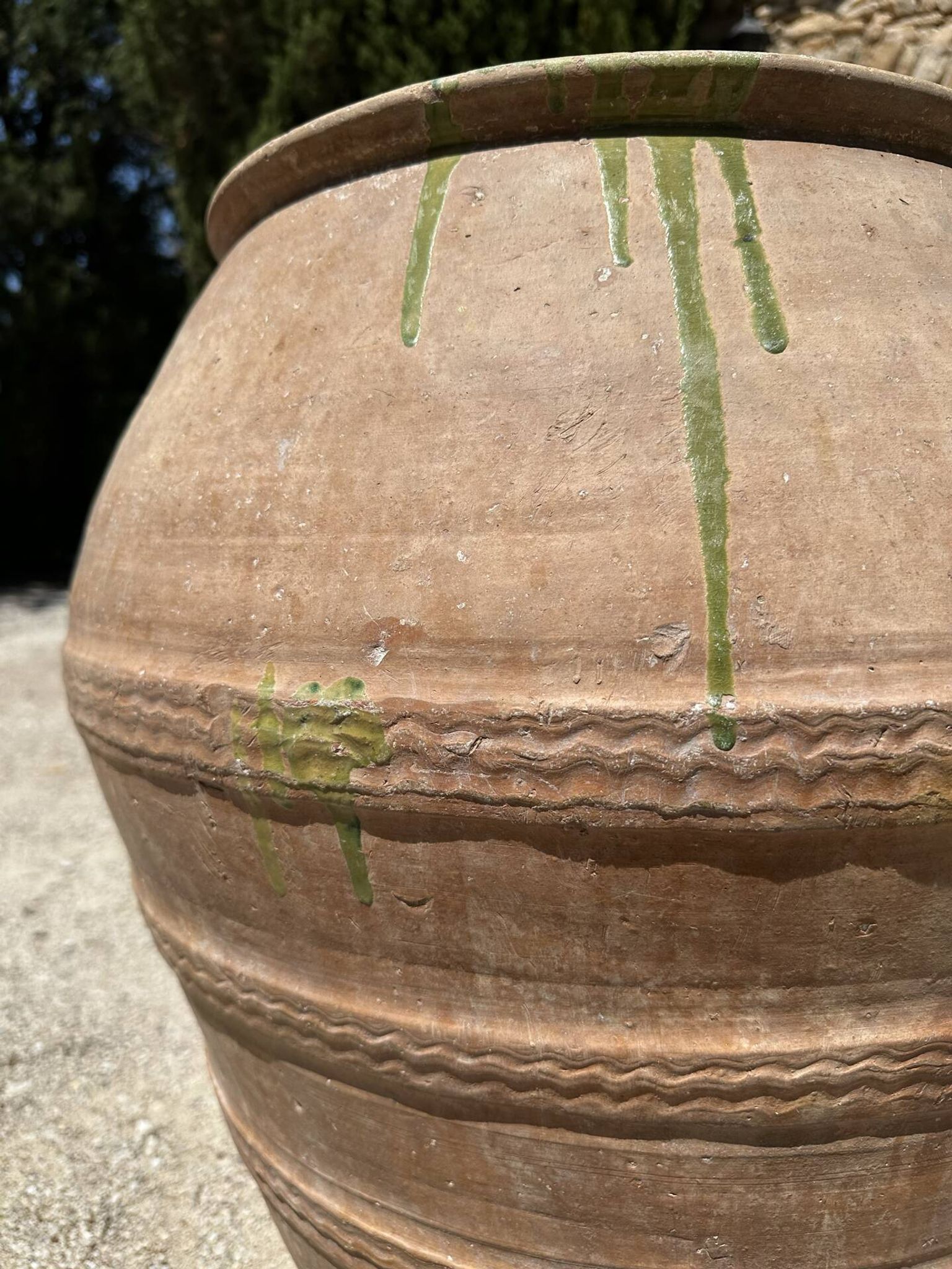 Ancient terracotta pottery jar