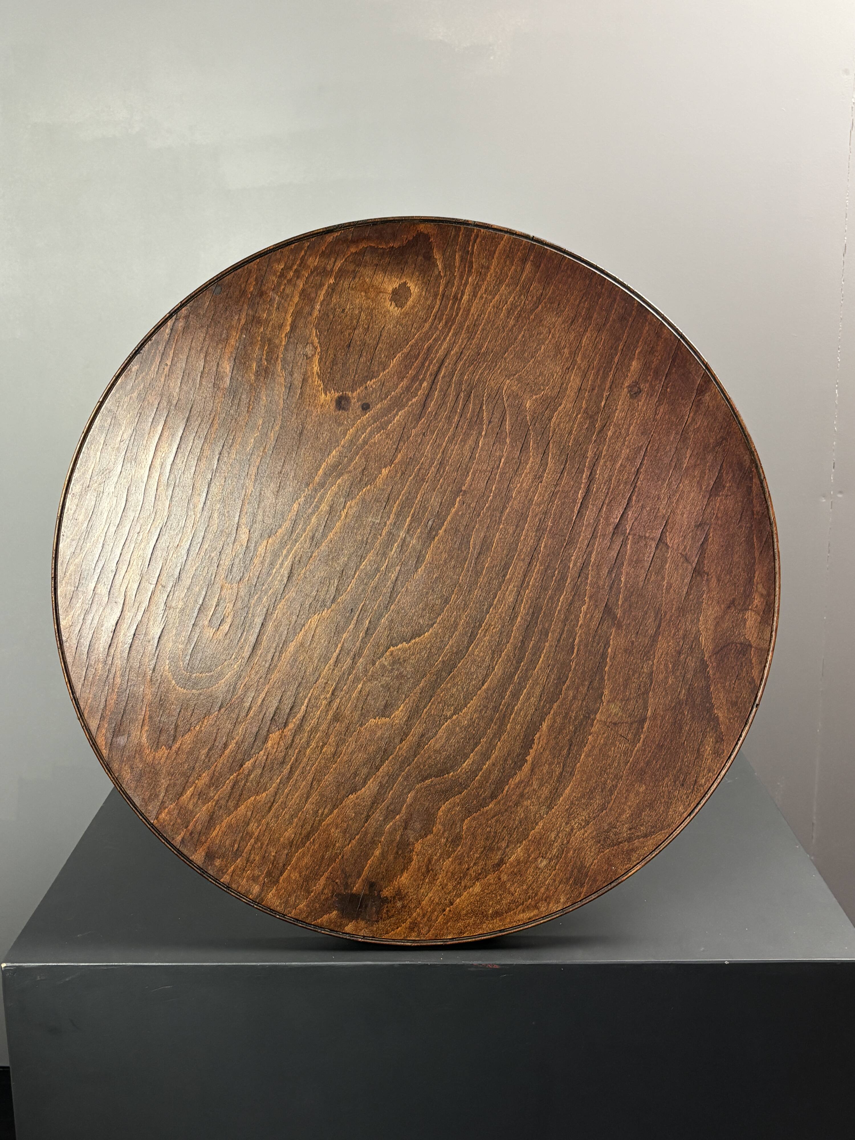 Midcentury brutalist wood turned side table in the style of Charles Dudouyt