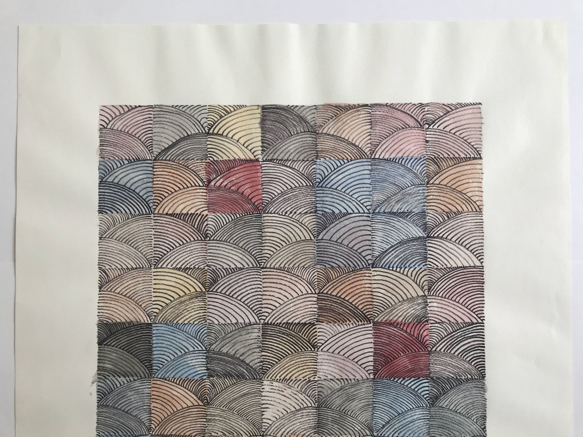 Contemporary school: mixed technique on paper, Untitled (shell), circa 2021