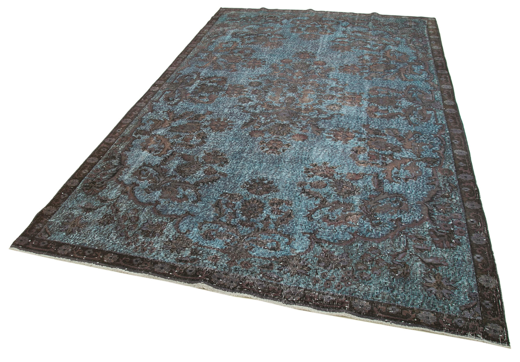 Handmade rustic anatolian 1980s 195 cm x 328 cm blue rug